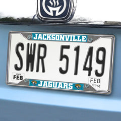 Jacksonville Jaguars Chrome Metal License Plate Frame, 6.25in x 12.25in