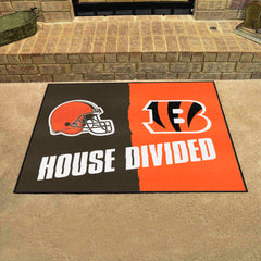 NFL Bengals / Browns House Divided Rug - NFL House Divided - Bengals / Browns