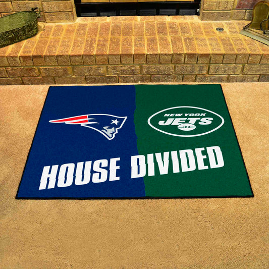 NFL House Divided - Patriots / Jets House Divided Rug - 34 in. x 42.5 in. - NFL House Divided - Patriots / Jets