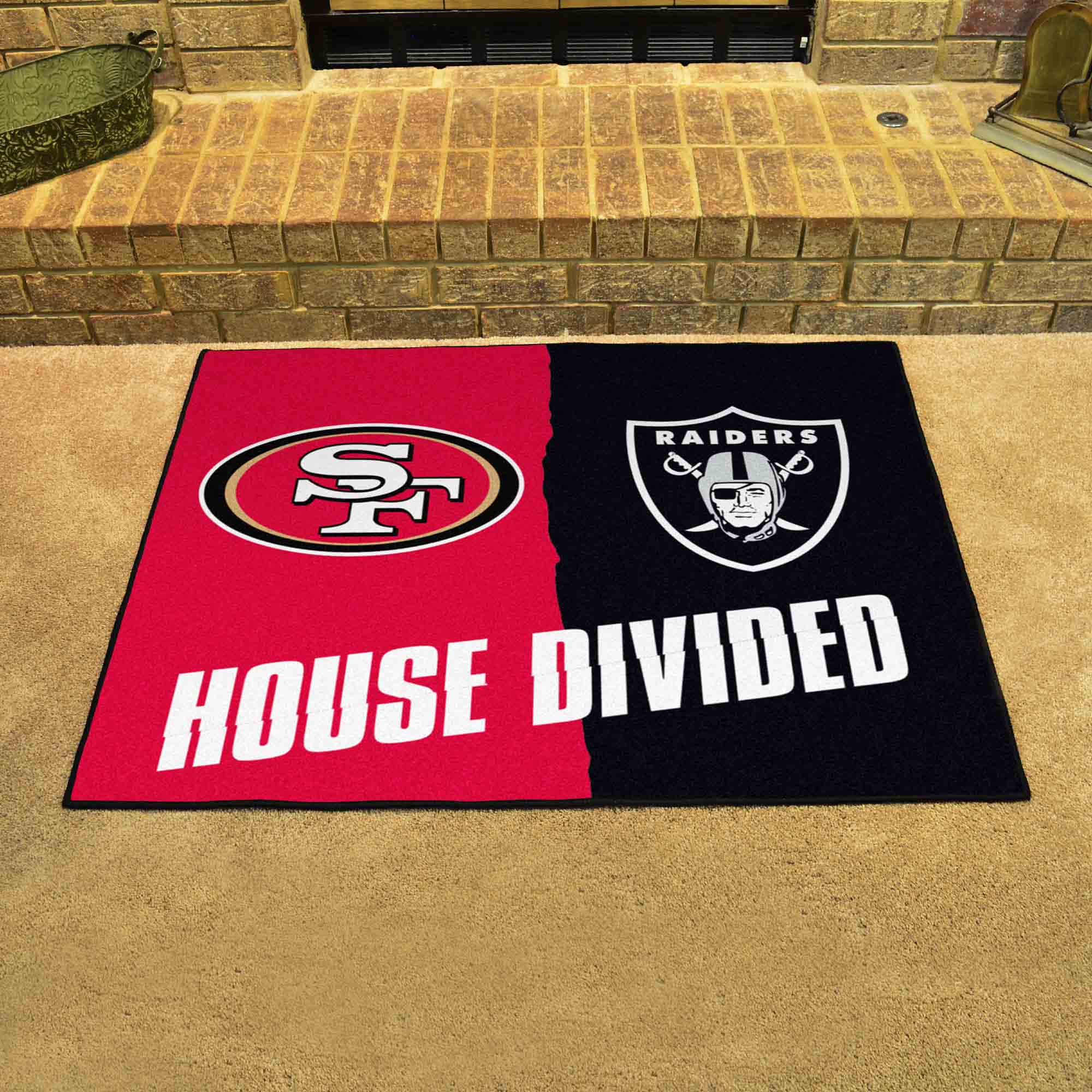 NFL House Divided - 49ers / Raiders House Divided Rug - 34 in. x 42.5 in. - NFL House Divided - 49ers / Raiders