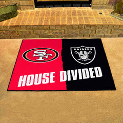 NFL House Divided - 49ers / Raiders House Divided Rug - 34 in. x 42.5 in. - NFL House Divided - 49ers / Raiders