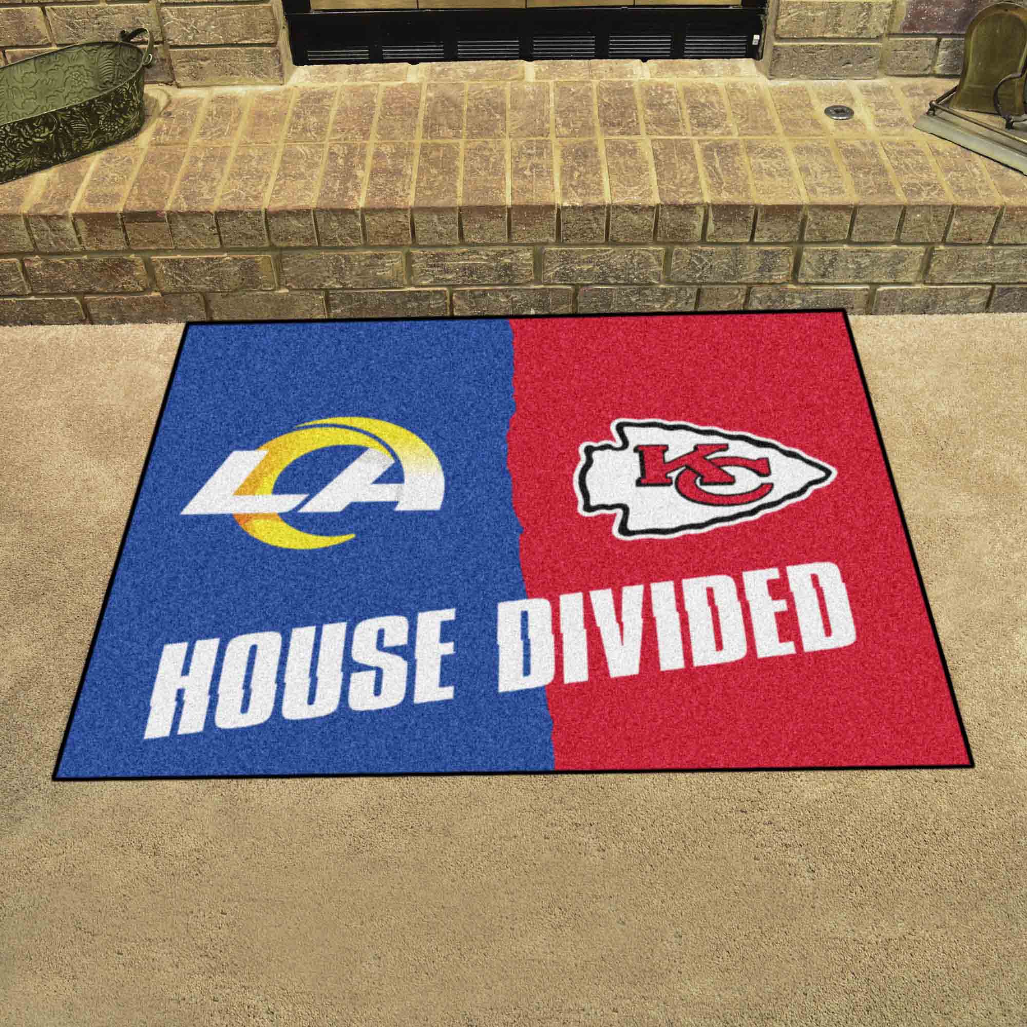 NFL House Divided - Rams / Chiefs House Divided Rug - 34 in. x 42.5 in. - NFL House Divided - Rams / Chiefs