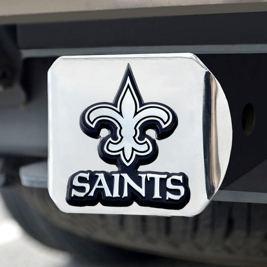 New Orleans Saints Chrome Metal Hitch Cover with Chrome Metal 3D Emblem - New Orleans Saints