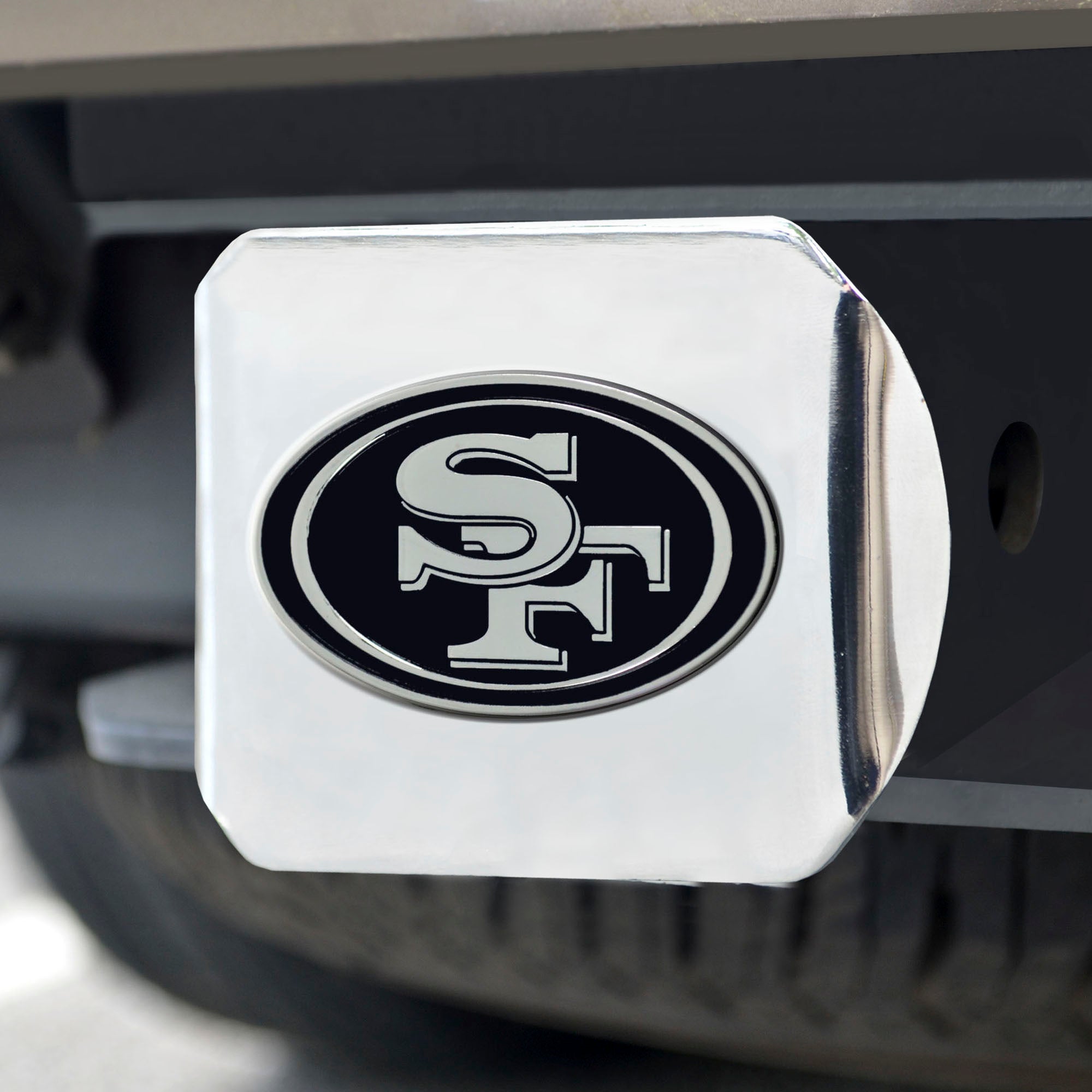 San Francisco 49ers Chrome Metal Hitch Cover with Chrome Metal 3D Emblem