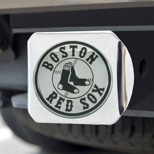 Boston Red Sox Chrome Metal Hitch Cover with Chrome Metal 3D Emblem - Boston Red Sox