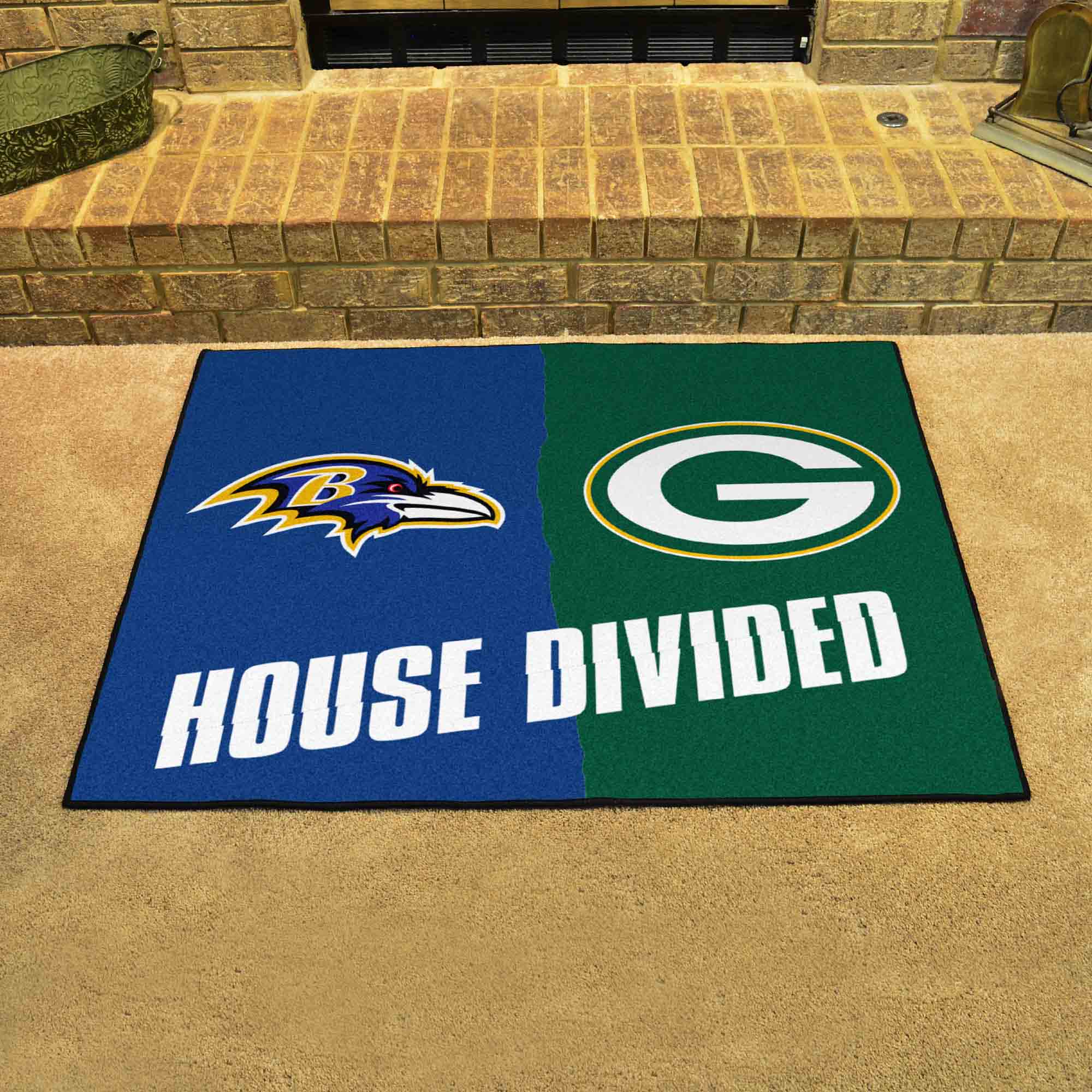 NFL House Divided - Ravens / Packers House Divided Rug - 34 in. x 42.5 in. - NFL House Divided - Ravens / Packers