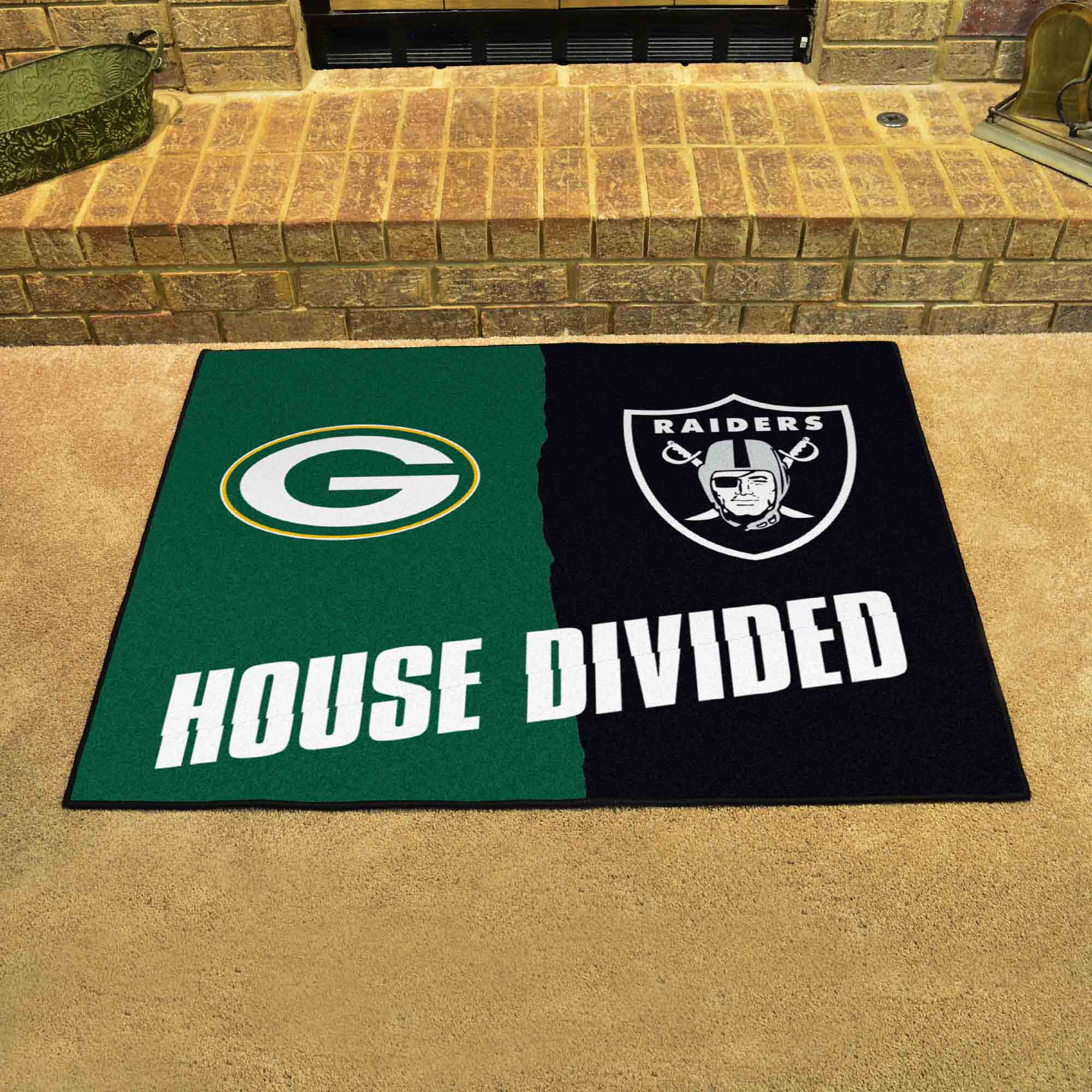 NFL House Divided - Packers / Raiders House Divided Rug - 34 in. x 42.5 in. - NFL House Divided - Packers / Raiders