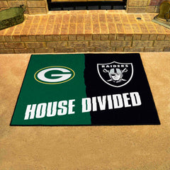 NFL House Divided - Packers / Raiders House Divided Rug - 34 in. x 42.5 in. - NFL House Divided - Packers / Raiders