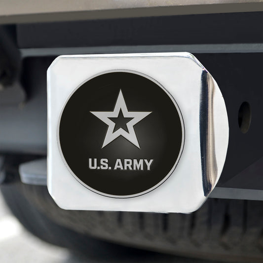 U.S. Army Chrome Metal Hitch Cover with Chrome Metal 3D Emblem