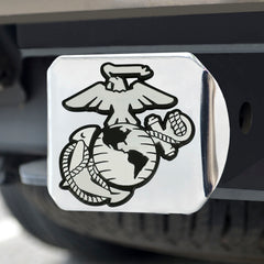 U.S. Marines Chrome Metal Hitch Cover with Chrome Metal 3D Emblem