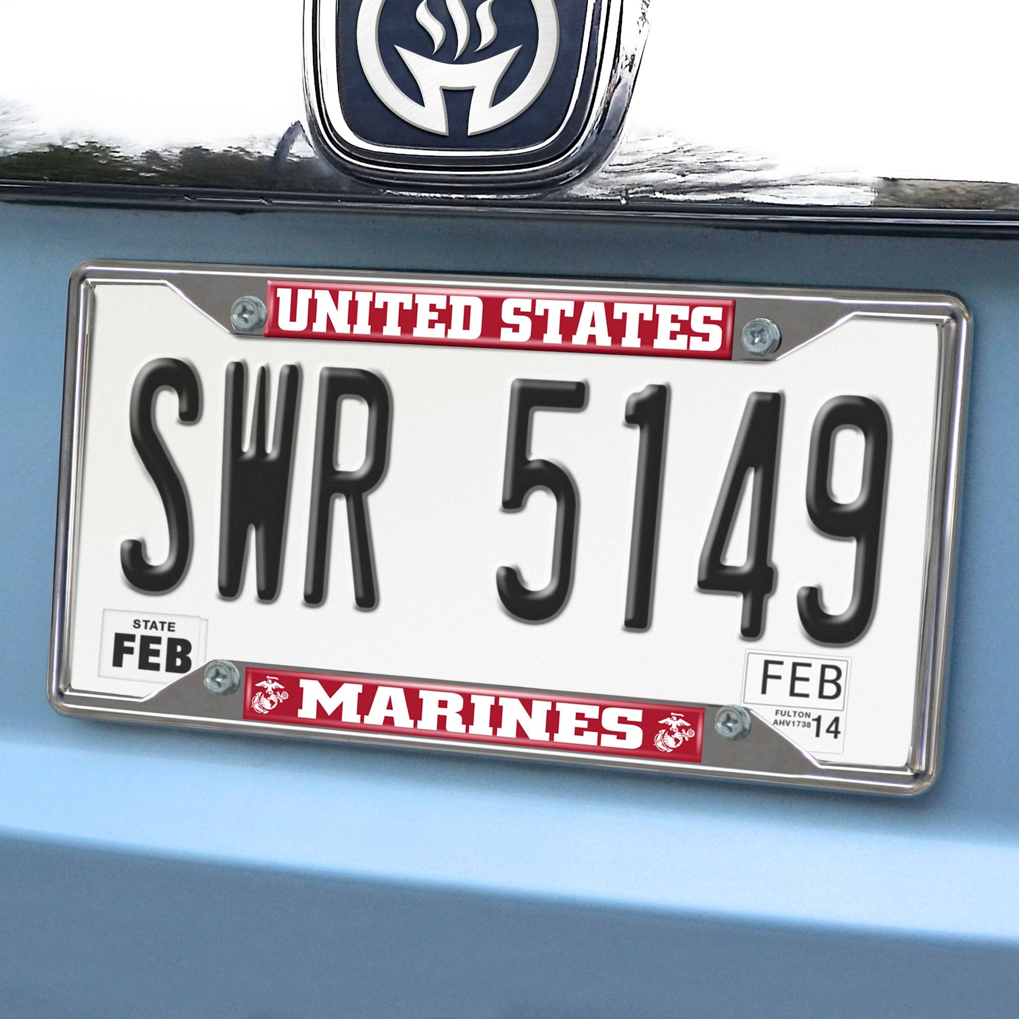 U.S. Marines Chrome Metal License Plate Frame, 6.25in x 12.25in