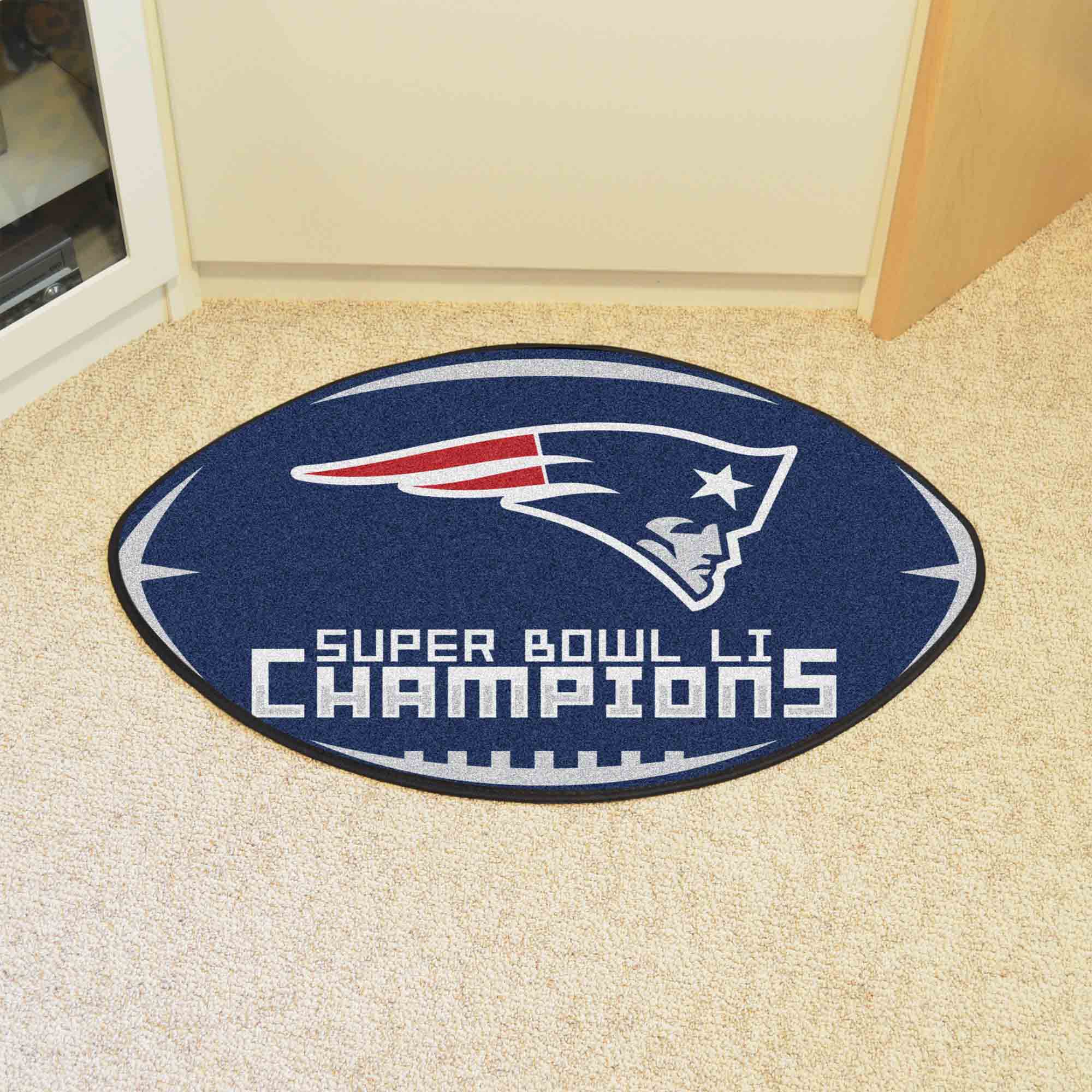 New England Patriots Football Rug - 20.5in. x 32.5in., 2017 Super Bowl LI Champions - New England Patriots