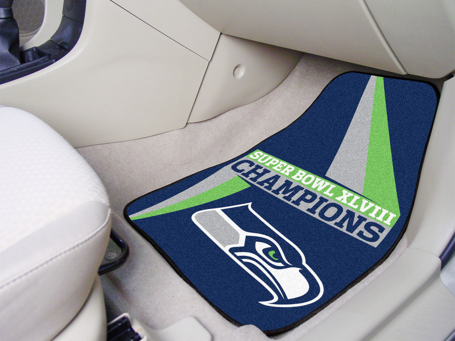 Seattle Seahawks Front Carpet Car Mat Set - 2 Pieces, 2014 Super Bowl XLVIII Champions