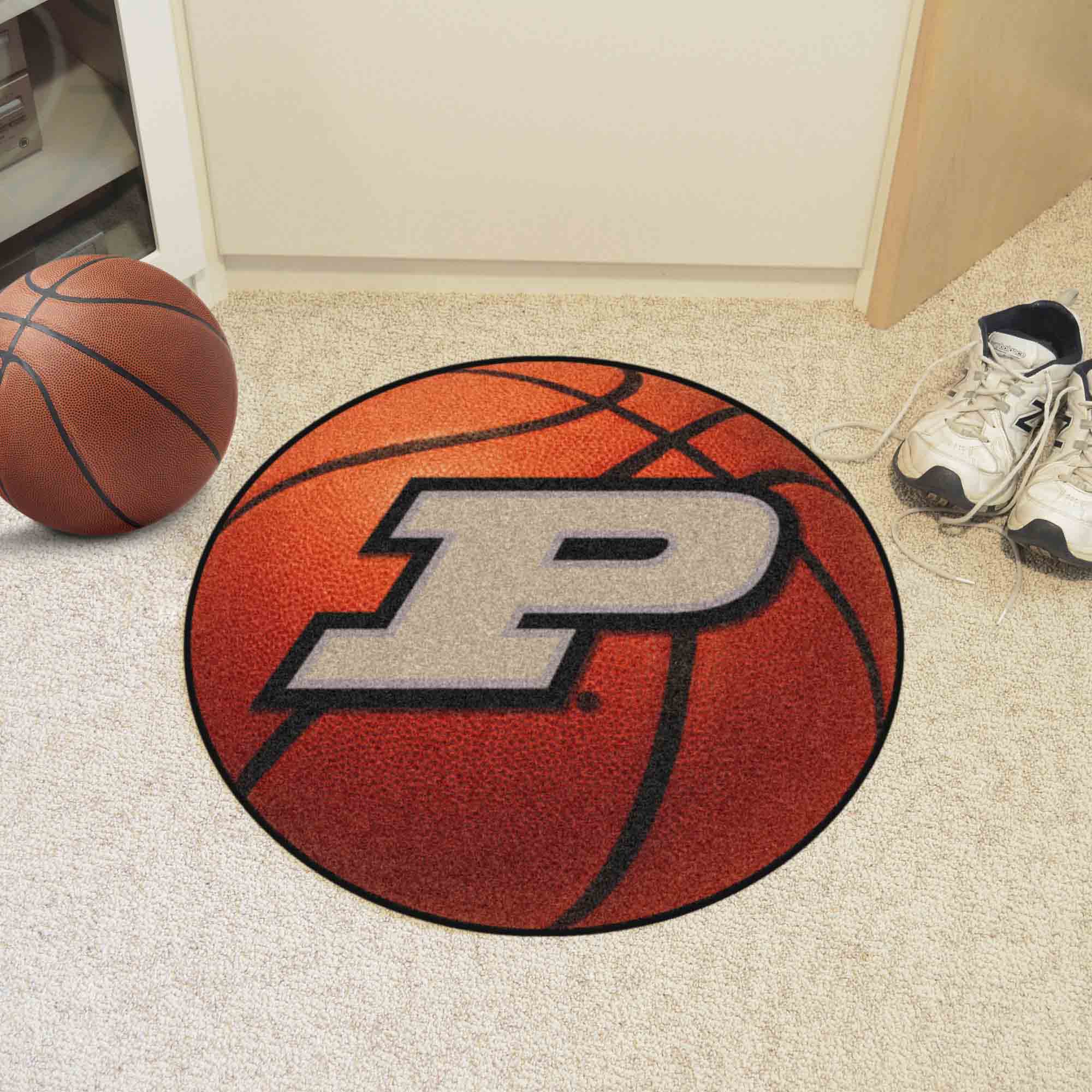 Purdue Boilermakers Basketball Rug - 27in. Diameter, P Logo