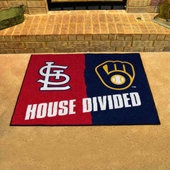 MLB House Divided - Cardinals / Brewers House Divided Rug - 34 in. x 42.5 in. - MLB House Divided - Cardinals / Brewers