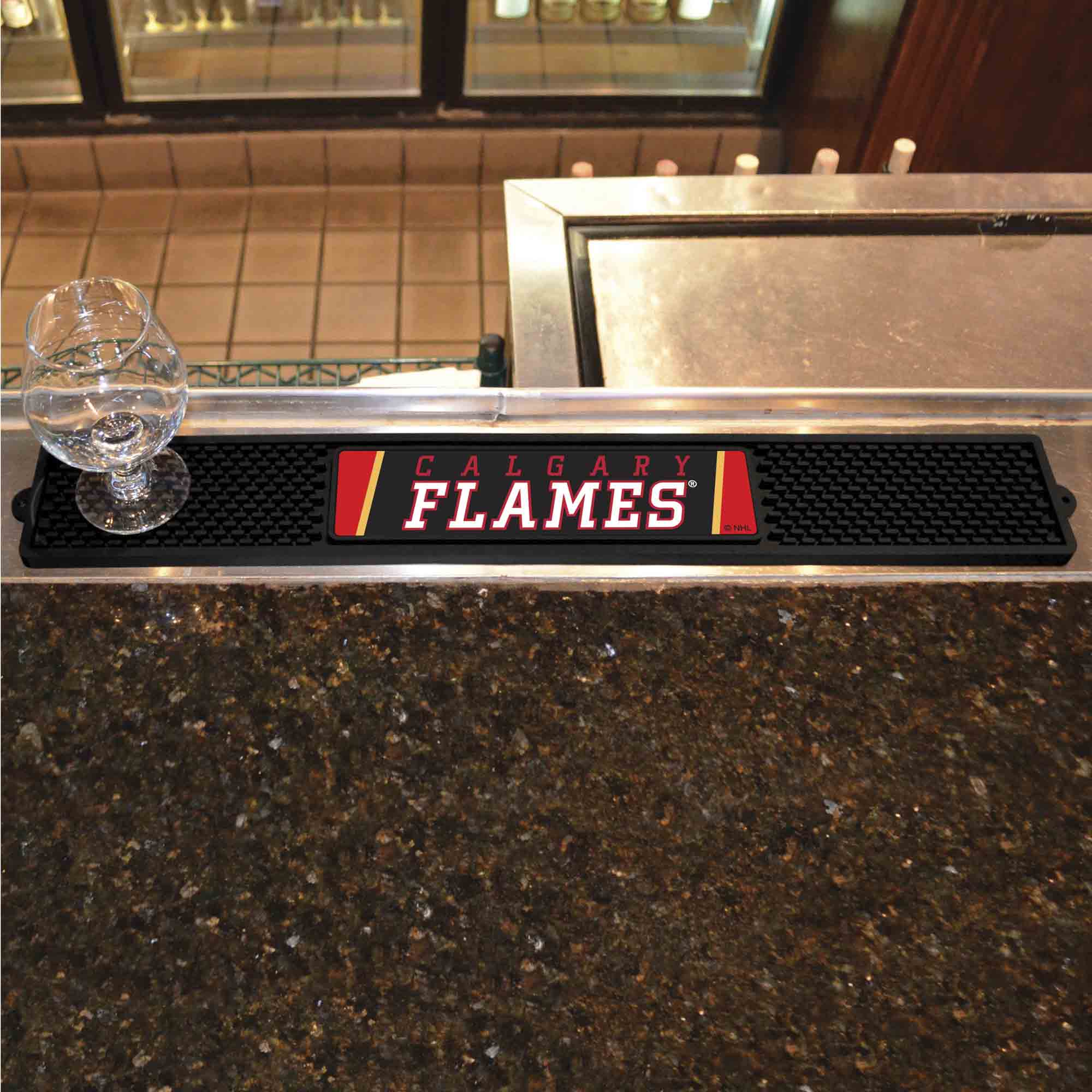 Calgary Flames Bar Drink Mat - 3.25in. x 24in. - Calgary Flames