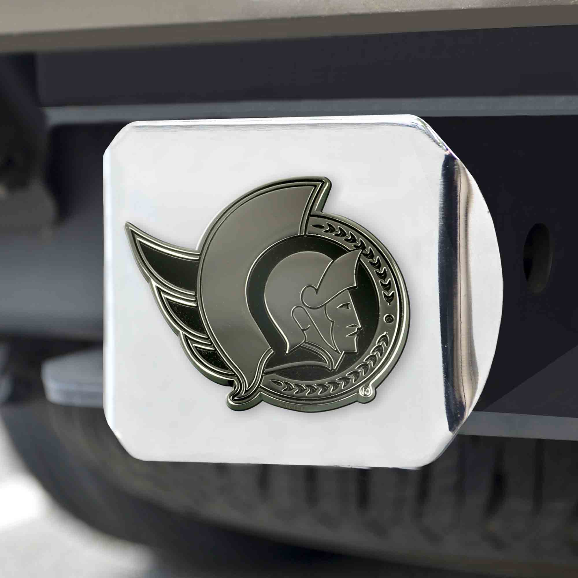 Ottawa Senators Chrome Metal Hitch Cover with Chrome Metal 3D Emblem