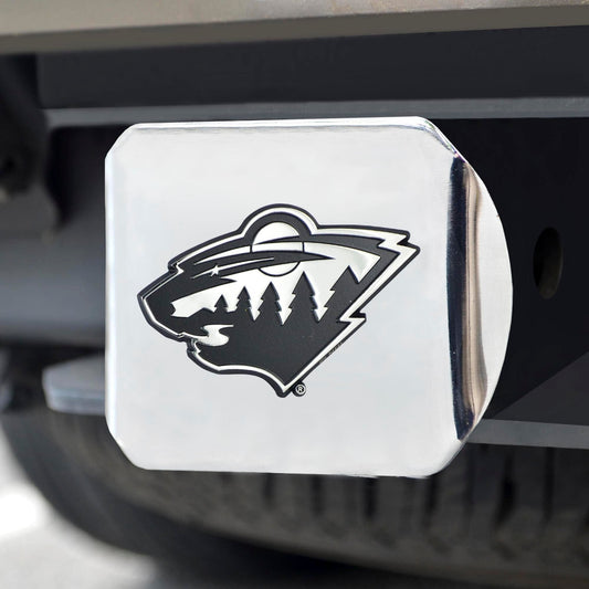 Minnesota Wild Chrome Metal Hitch Cover with Chrome Metal 3D Emblem