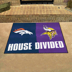 NFL House Divided - Broncos / Vikings House Divided Rug - 34 in. x 42.5 in. - NFL House Divided - Broncos / Vikings