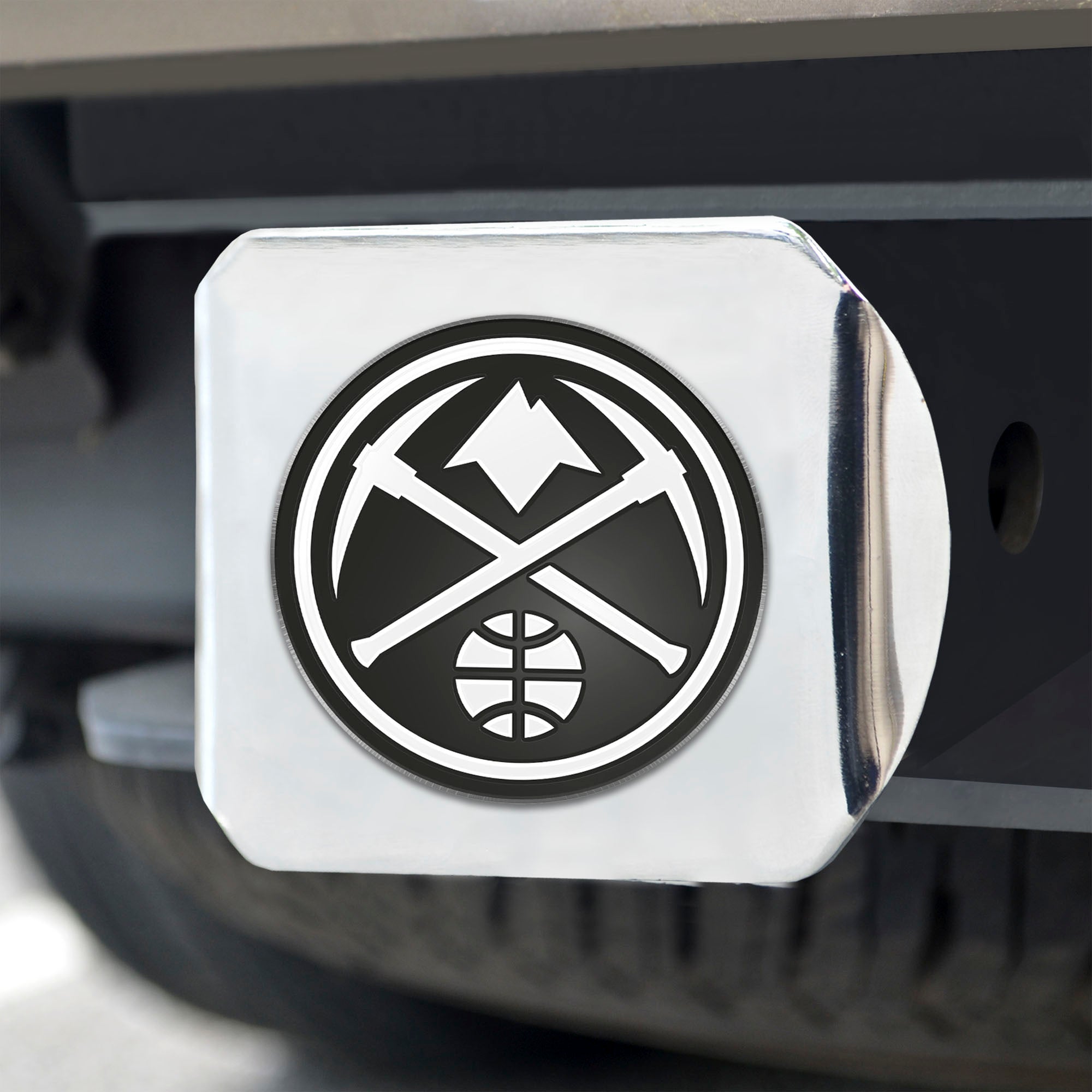 Denver Nuggets Chrome Metal Hitch Cover with Chrome Metal 3D Emblem