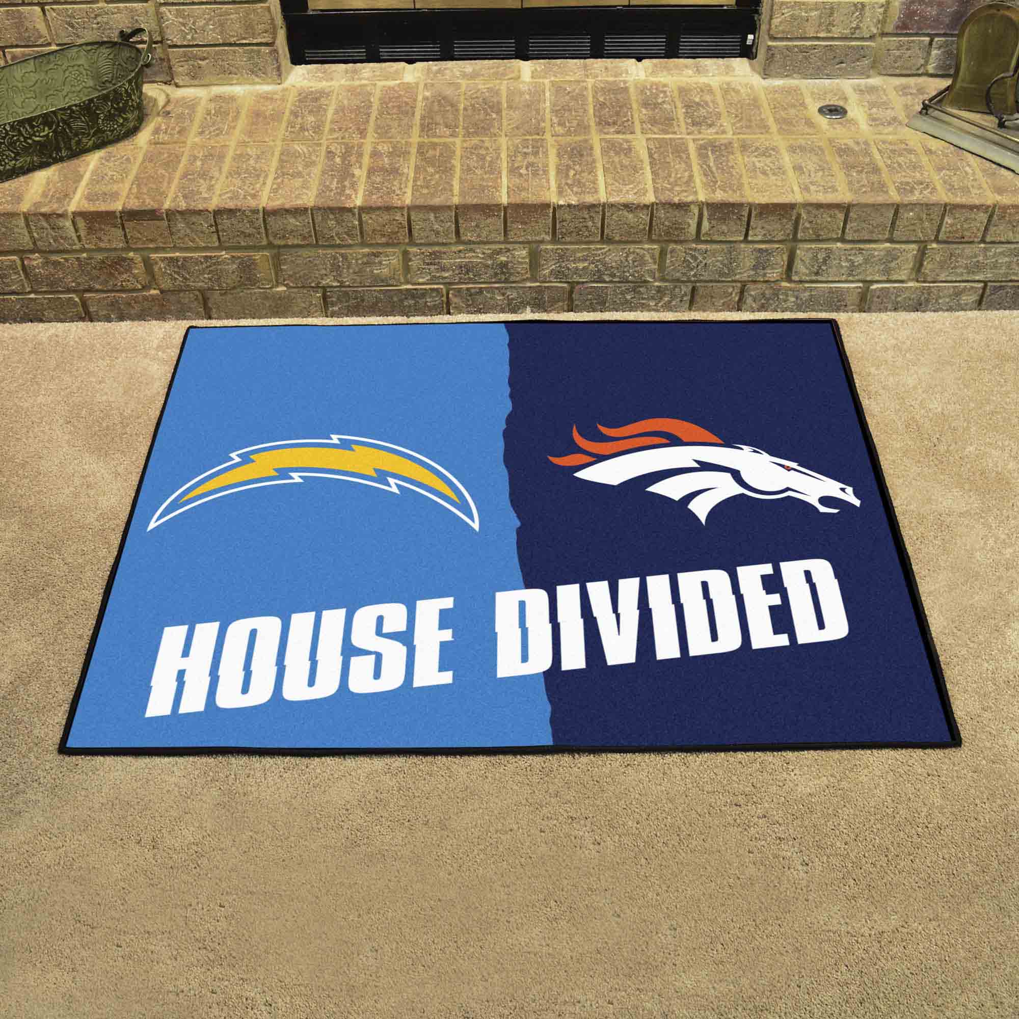 NFL House Divided - Chargers/ Broncos House Divided Rug - 34 in. x 42.5 in. - NFL House Divided - Chargers / Broncos