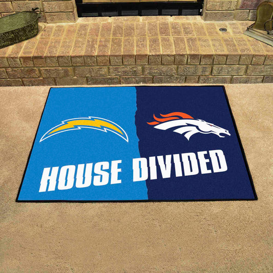 NFL House Divided - Chargers/ Broncos House Divided Rug - 34 in. x 42.5 in. - NFL House Divided - Chargers / Broncos