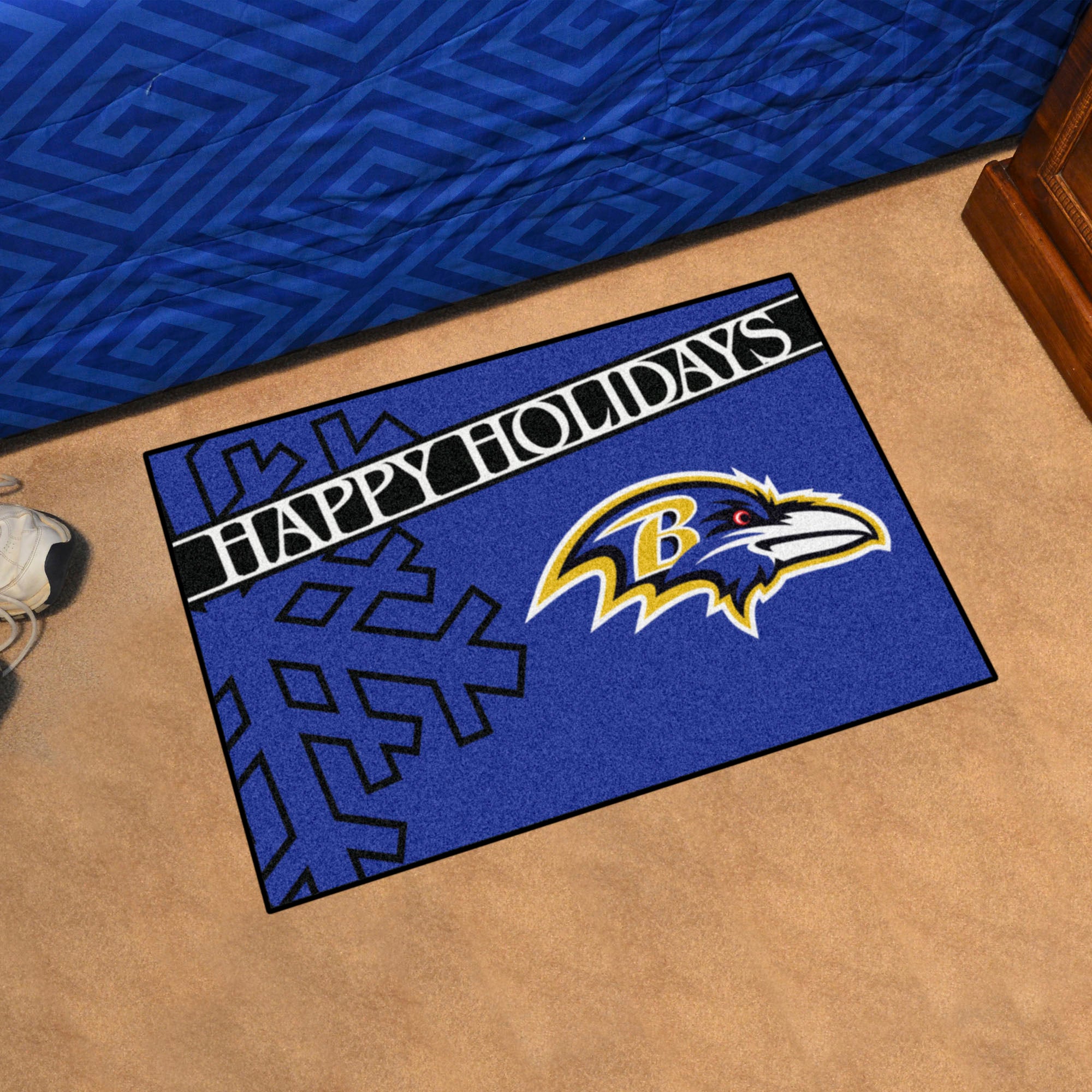 Baltimore Ravens Starter Mat Accent Rug - 19in. x 30in. Happy Holidays Starter Mat - Baltimore Ravens