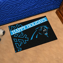 Carolina Panthers Starter Mat Accent Rug - 19in. x 30in. Happy Holidays Starter Mat - Carolina Panthers