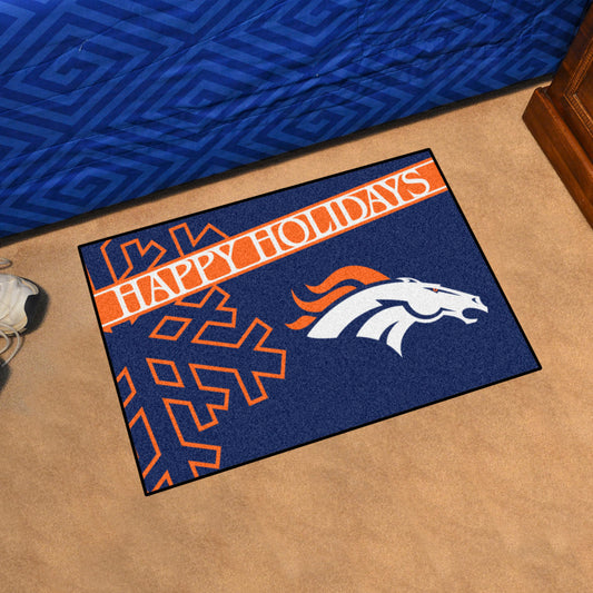 Denver Broncos Starter Mat Accent Rug - 19in. x 30in. Happy Holidays Starter Mat - Denver Broncos