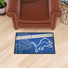 Detroit Lions Starter Mat Accent Rug - 19in. x 30in. Happy Holidays Starter Mat