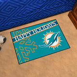 Miami Dolphins Starter Mat Accent Rug - 19in. x 30in. Happy Holidays Starter Mat