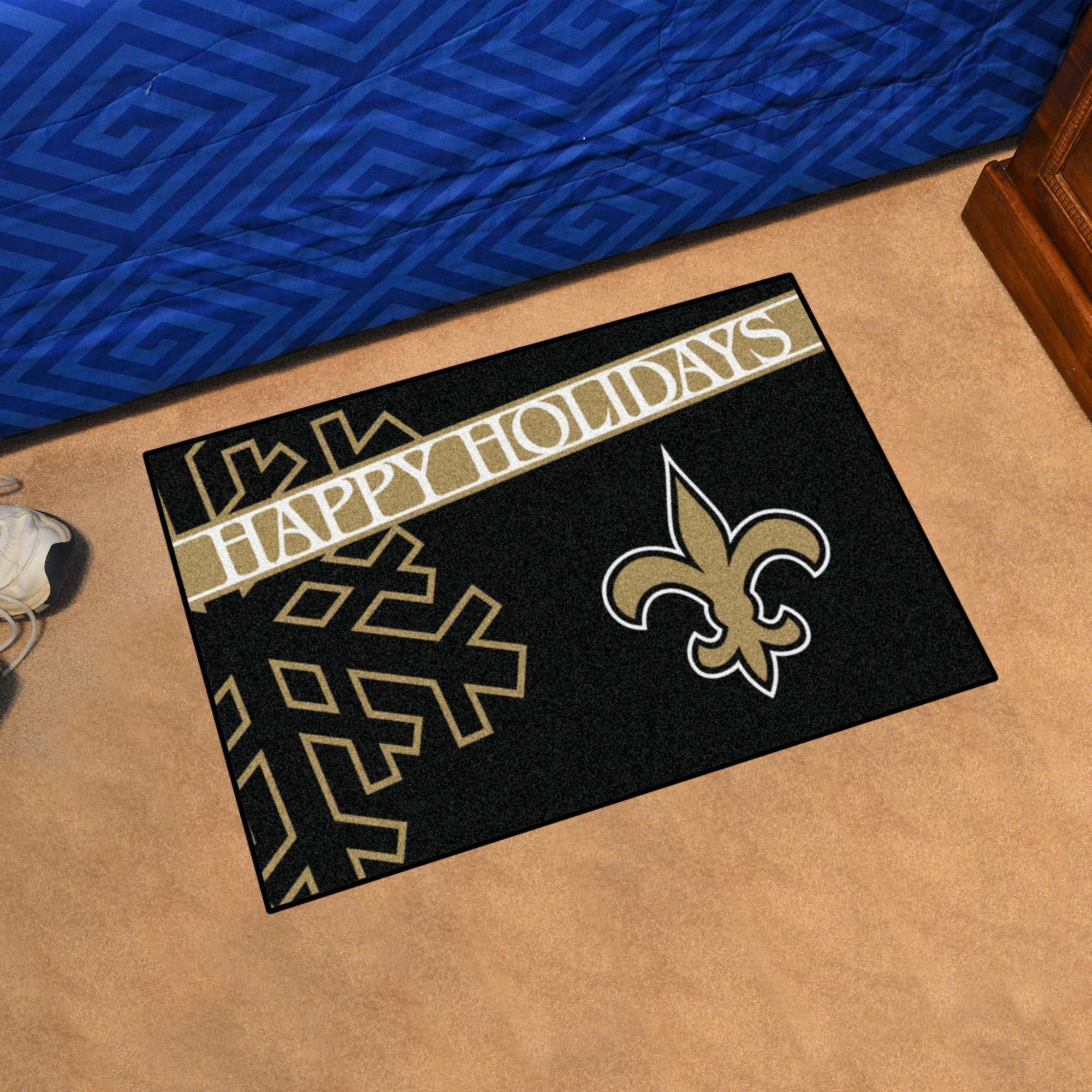 New Orleans Saints Starter Mat Accent Rug - 19in. x 30in. Happy Holidays Starter Mat