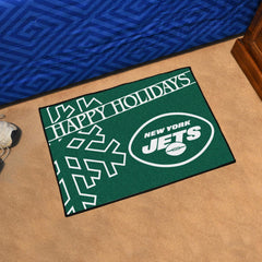 New York Jets Starter Mat Accent Rug - 19in. x 30in. Happy Holidays Starter Mat - New York Jets