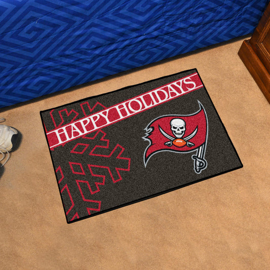 Tampa Bay Buccaneers Starter Mat Accent Rug - 19in. x 30in. Happy Holidays Starter Mat