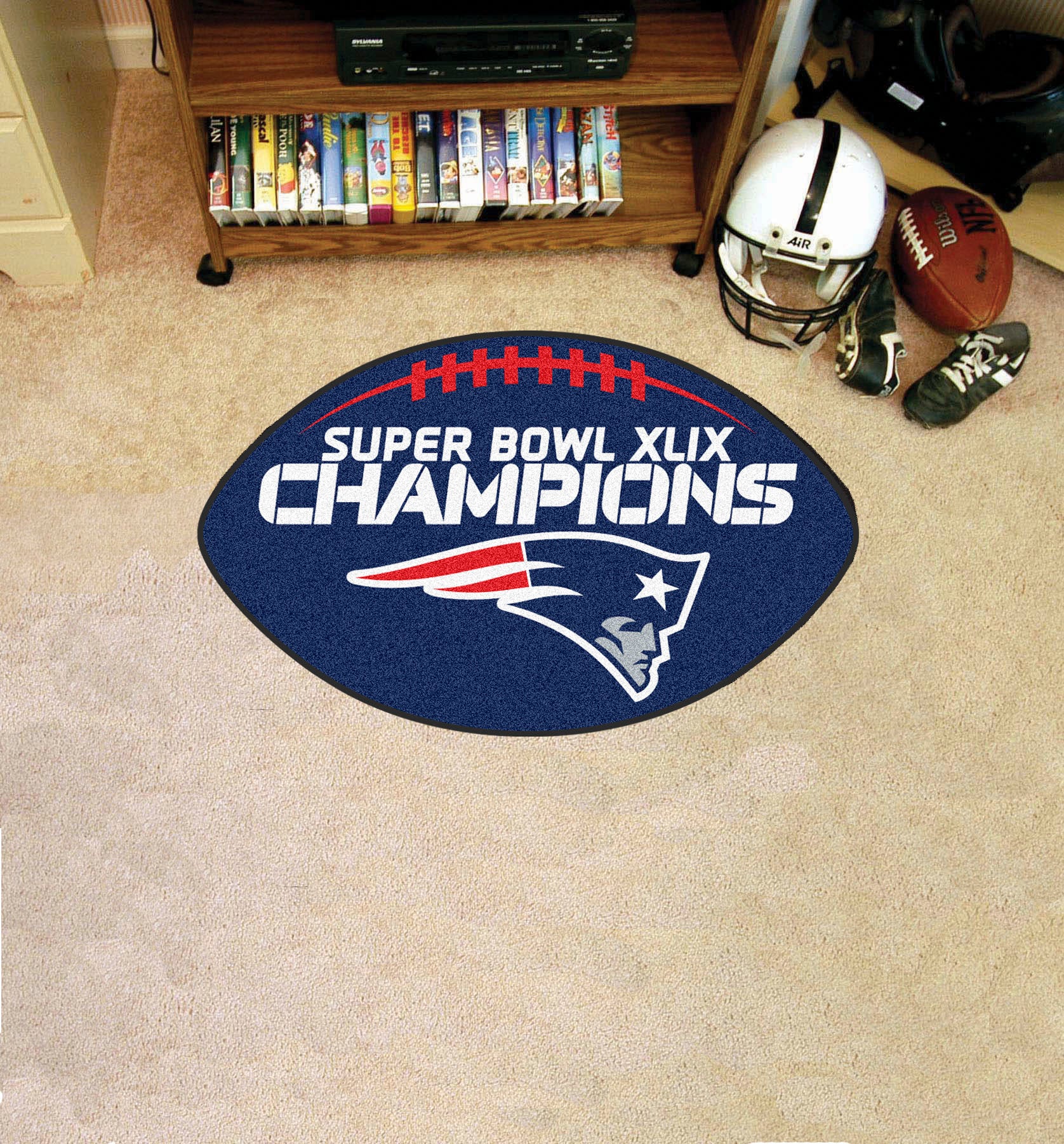 New England Patriots Football Rug - 20.5in. x 32.5in., 2015 Super Bowl XLIX Champions