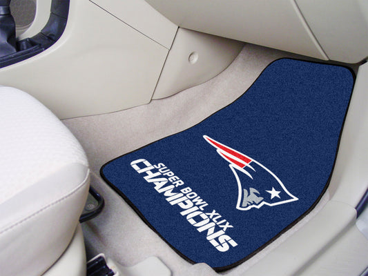 New England Patriots Front Carpet Car Mat Set - 2 Pieces, 2015 Super Bowl XLIX Champions - New England Patriots