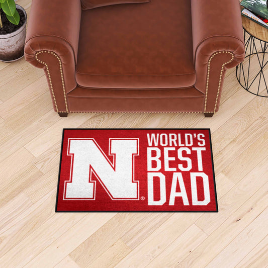 Nebraska Cornhuskers Starter Mat Accent Rug - 19in. x 30in. World's Best Dad Starter Mat