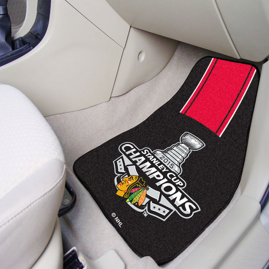 Chicago Blackhawks Front Carpet Car Mat Set - 2 Pieces, 2015 NHL Stanley Cup Champions