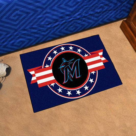 Miami Marlins Starter Mat Accent Rug - 19in. x 30in. Patriotic Starter Mat