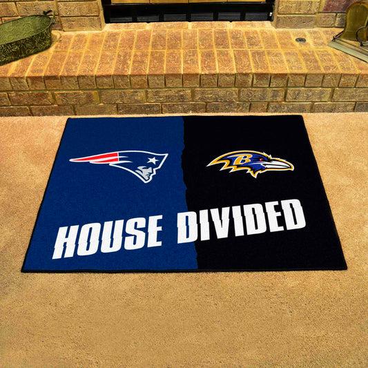 NFL House Divided - Patriots / Ravens House Divided Rug - 34 in. x 42.5 in.