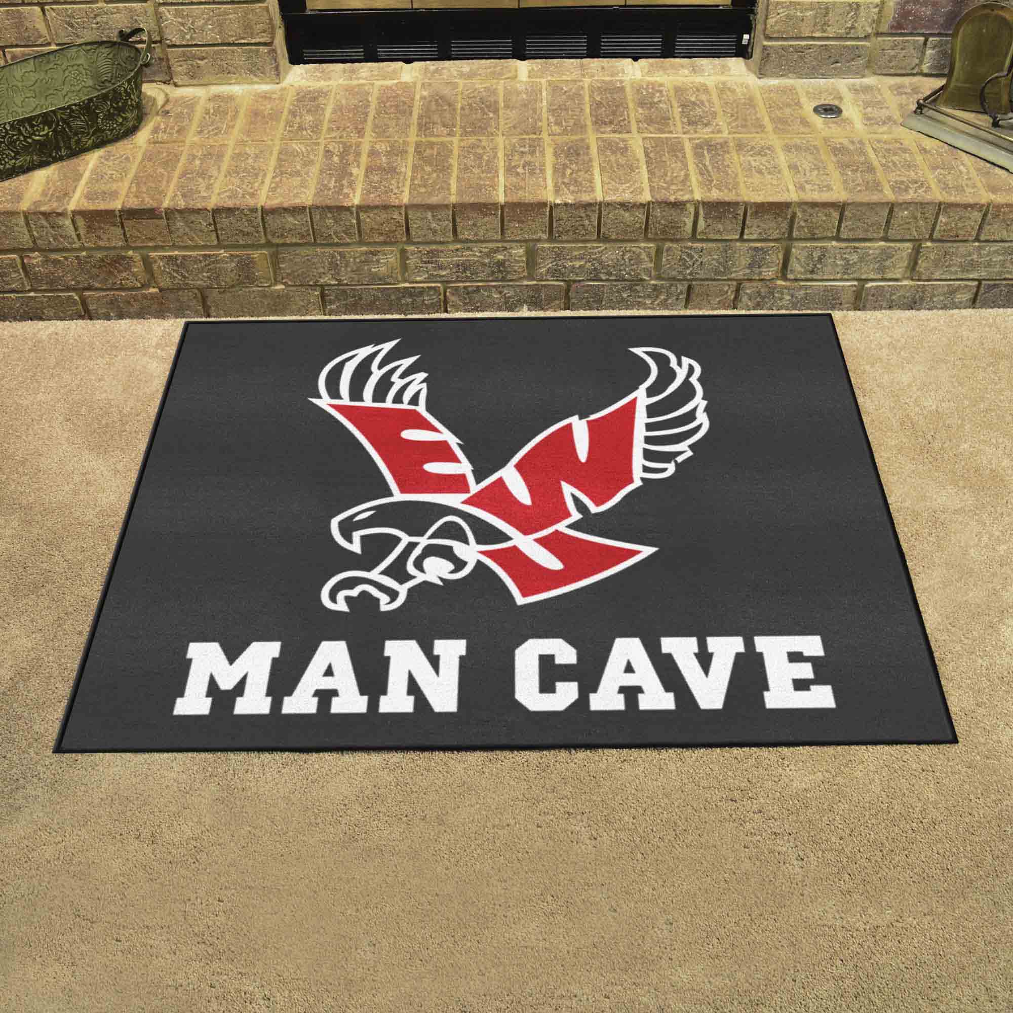 Eastern Washington Eagles Man Cave All-Star Rug - 34 in. x 42.5 in., Black