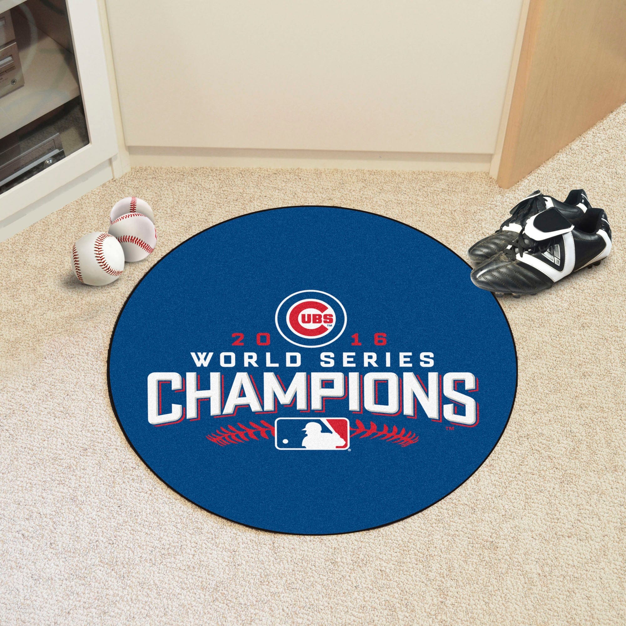 Chicago Cubs 2016 World Series Champions Baseball Rug - 27in. Diameter - Chicago Cubs