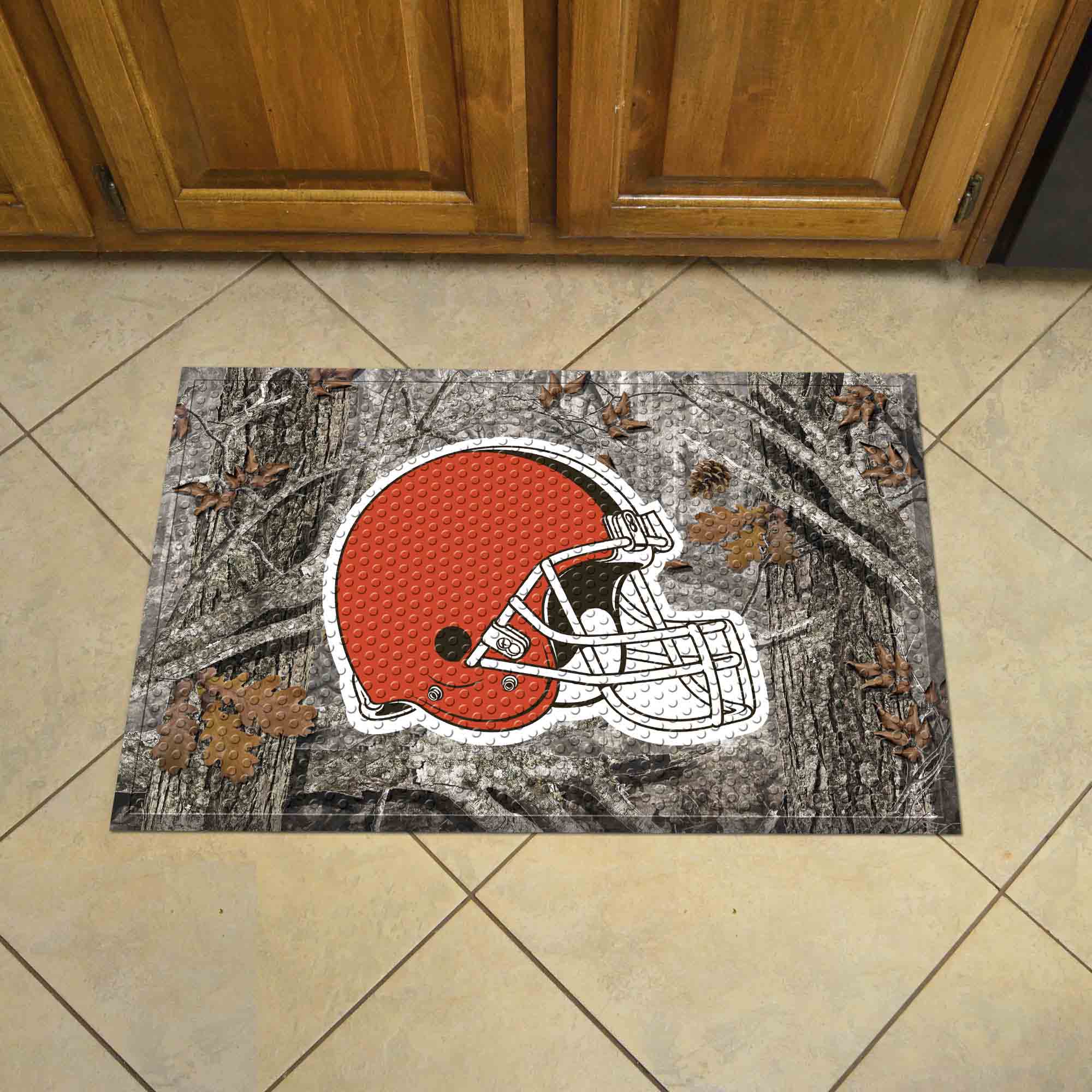 Cleveland Browns Rubber Scraper Door Mat Camo - Cleveland Browns