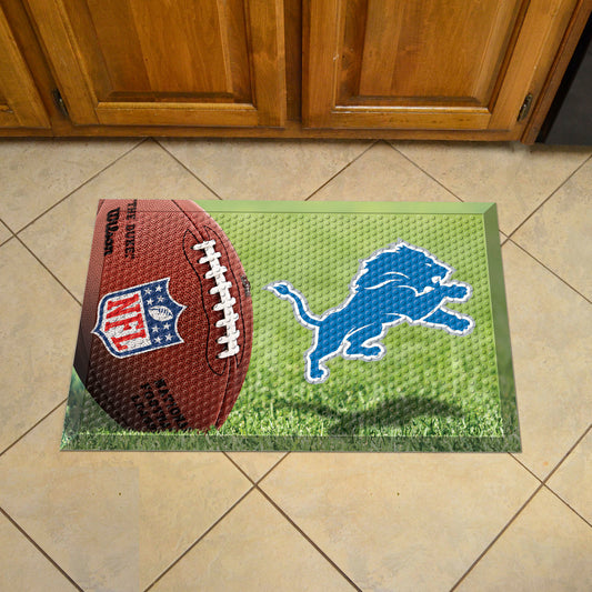 Detroit Lions Rubber Scraper Door Mat