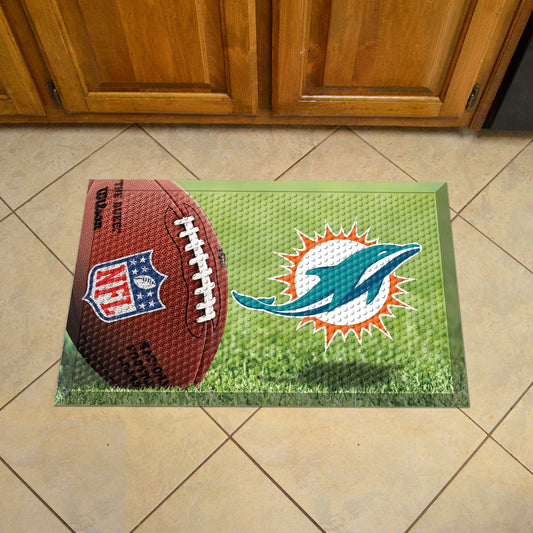 Miami Dolphins Rubber Scraper Door Mat