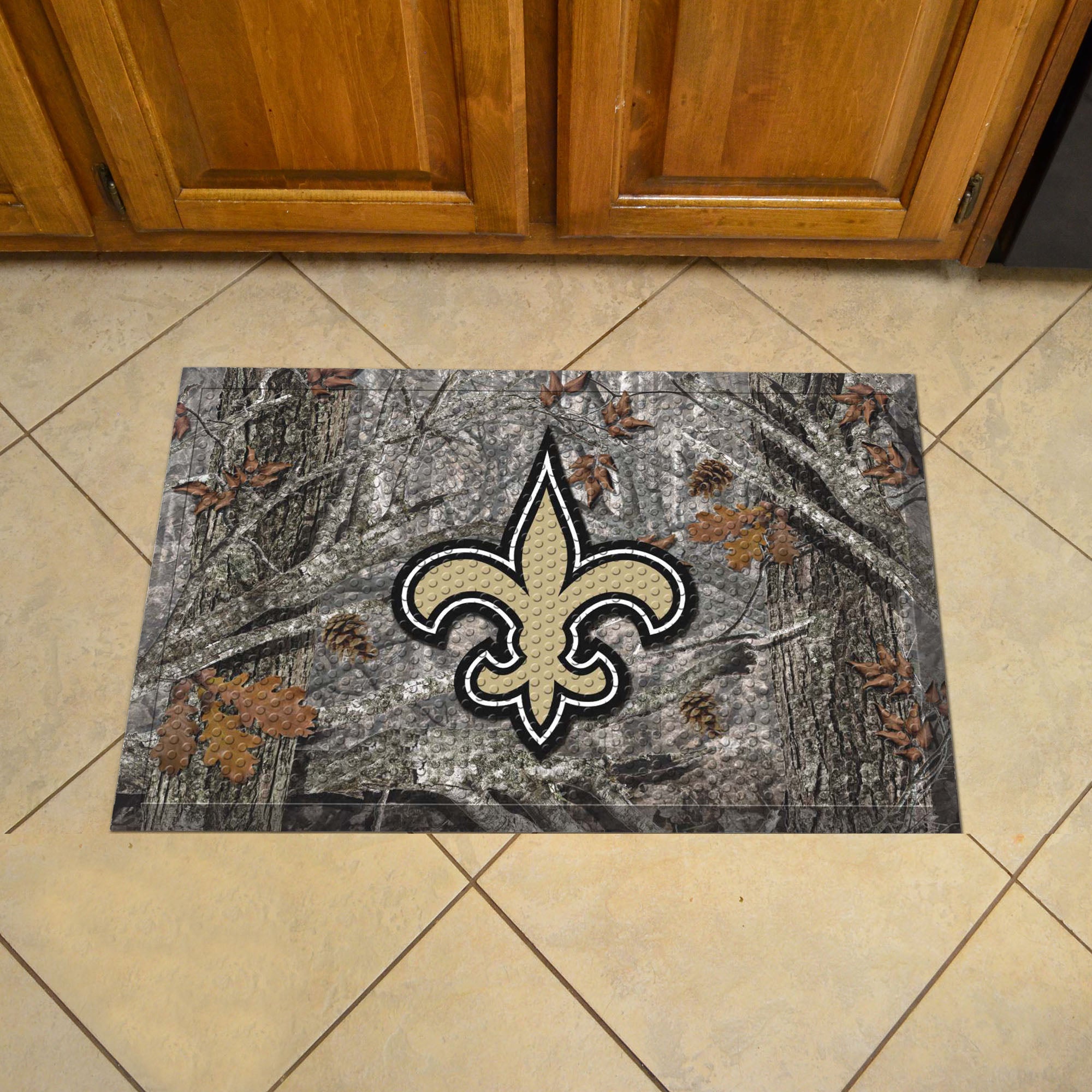 New Orleans Saints Rubber Scraper Door Mat Camo - New Orleans Saints