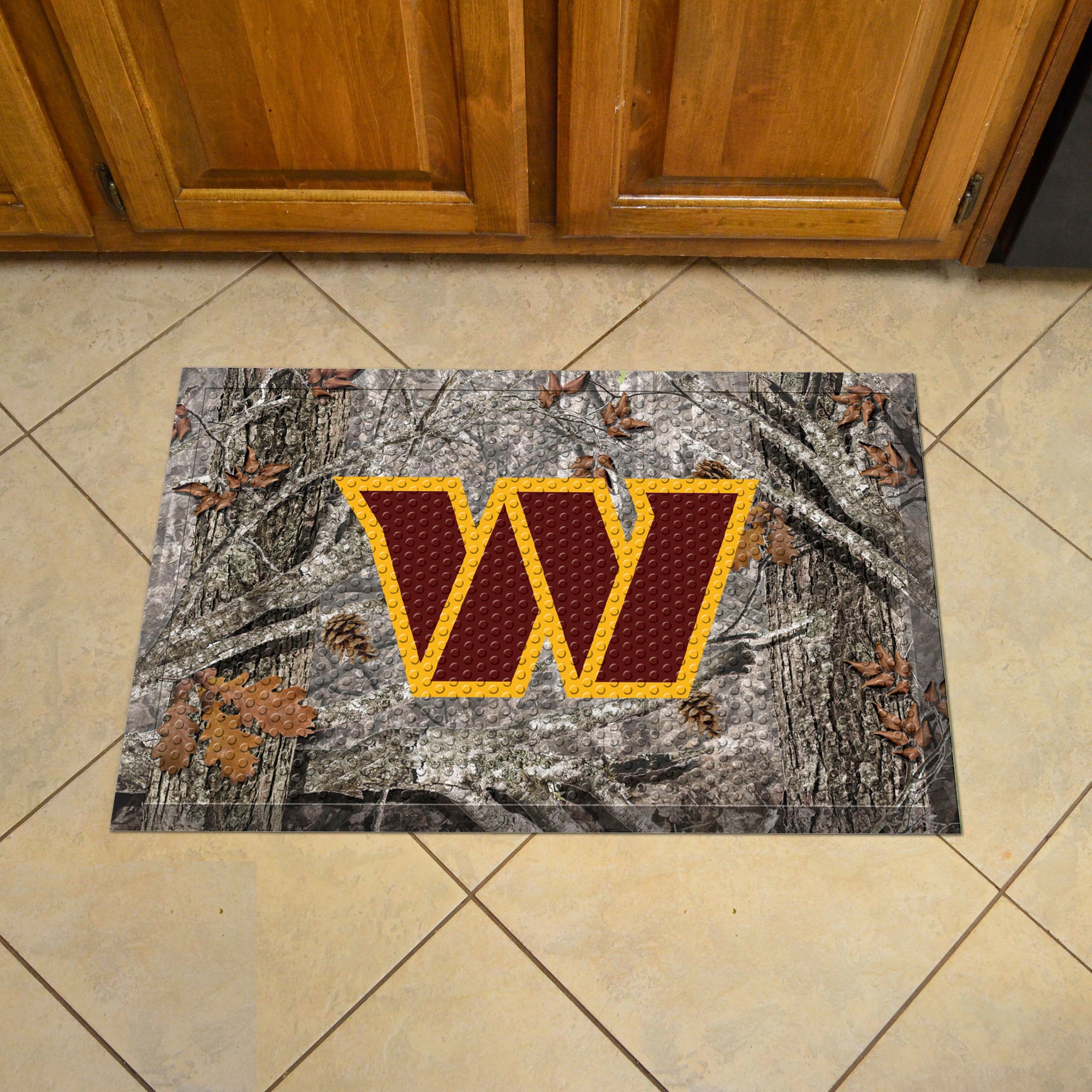 Washington Commanders Rubber Scraper Door Mat Camo