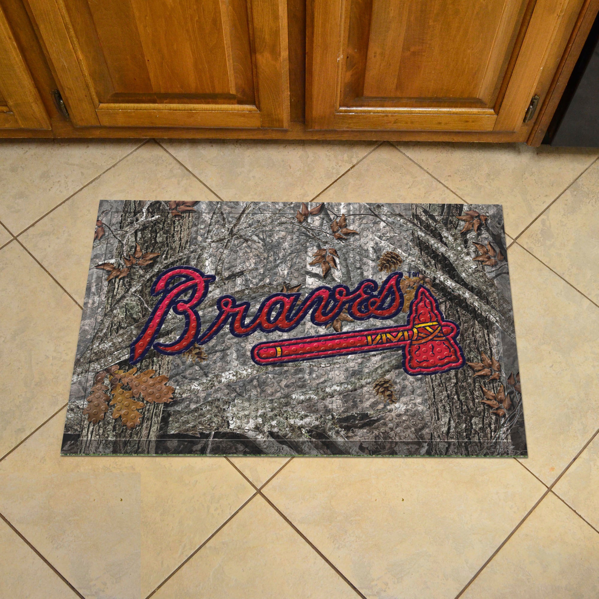 Atlanta Braves Rubber Scraper Door Mat Camo - Atlanta Braves