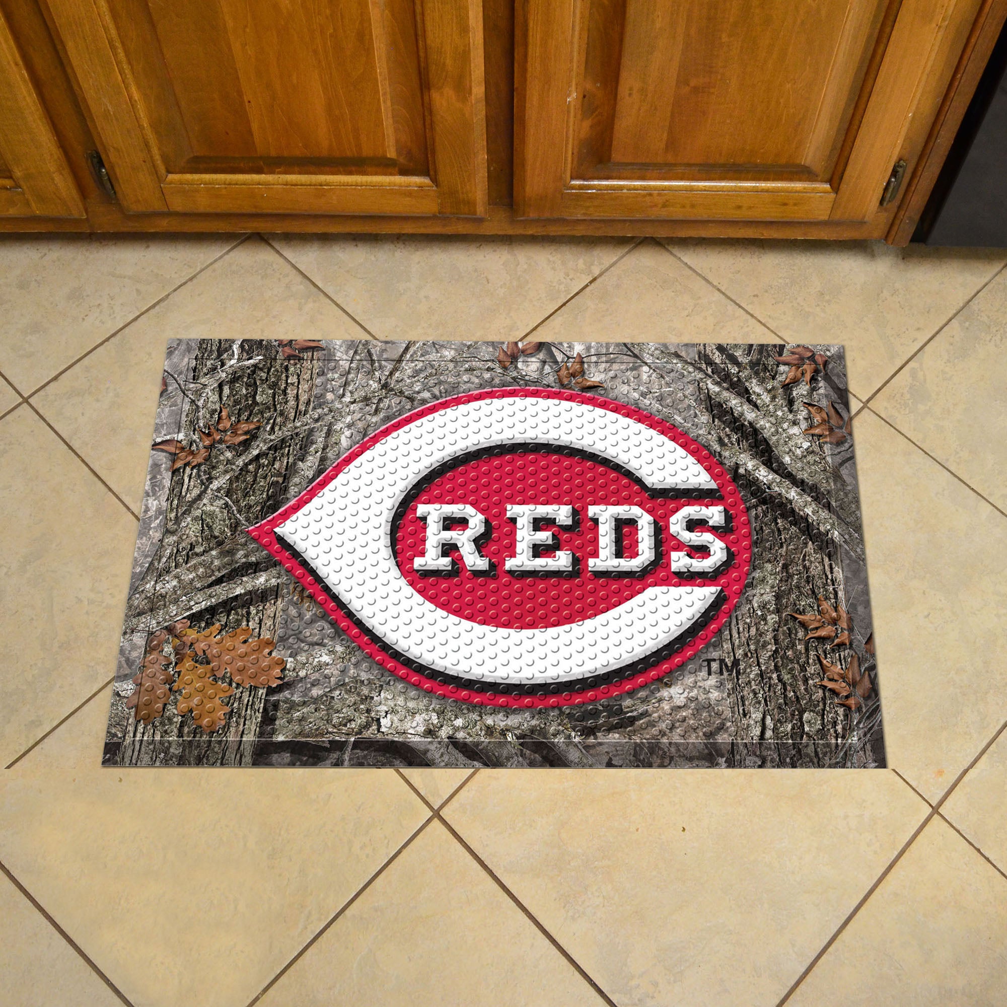 Cincinnati Reds Rubber Scraper Door Mat Camo - Cincinnati Reds