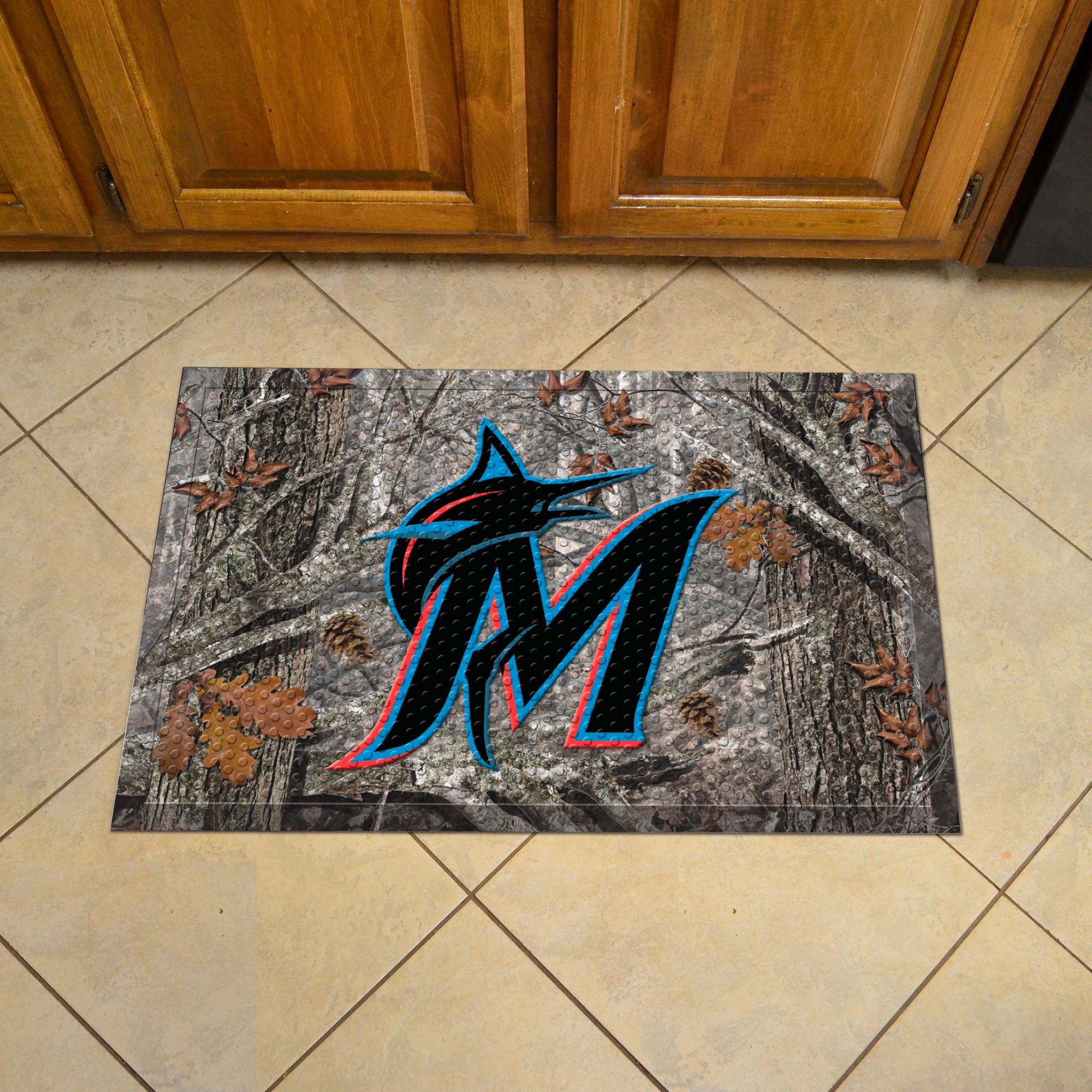 Miami Marlins Rubber Scraper Door Mat Camo - Miami Marlins